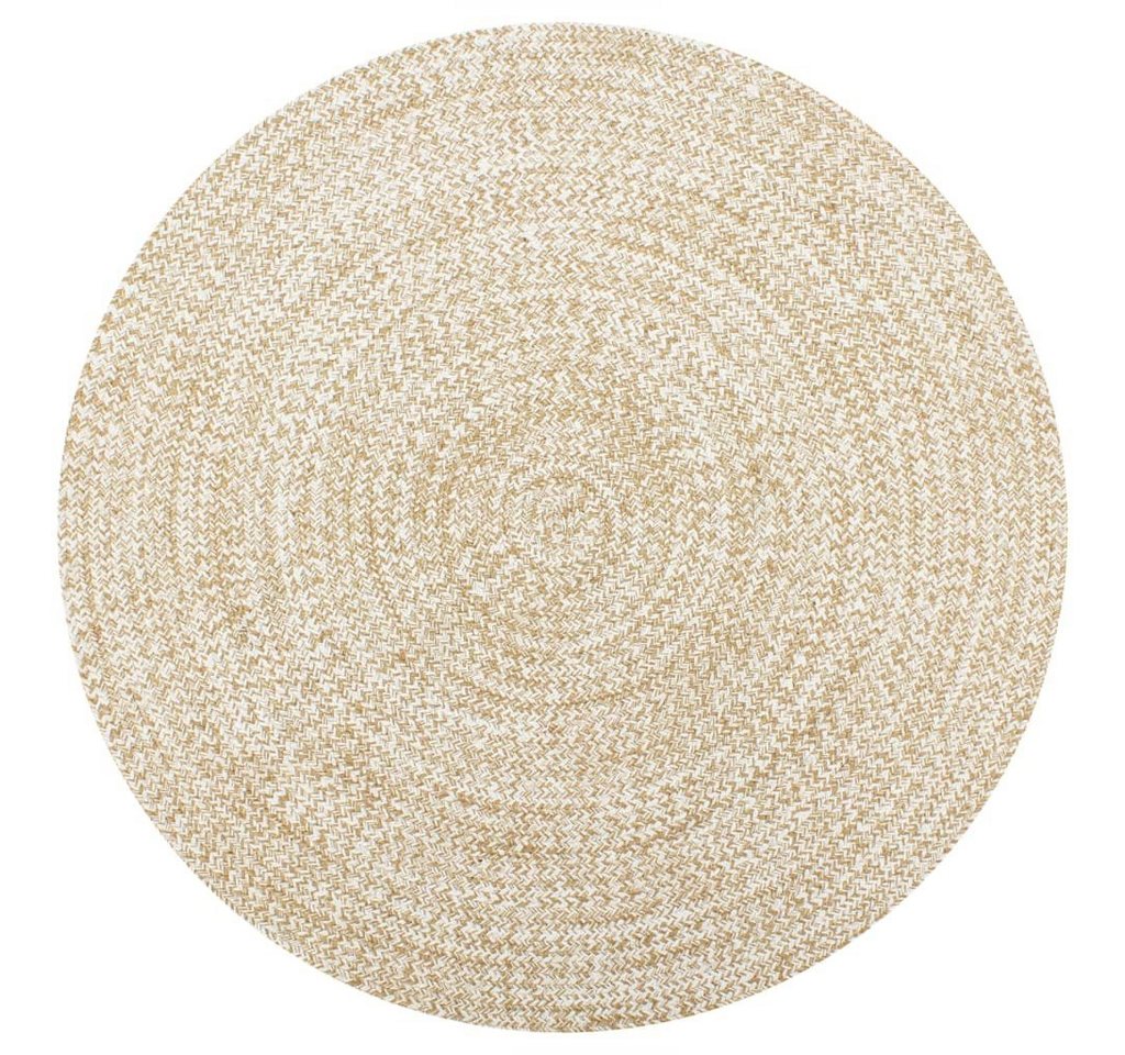 Teppich Handgefertigt Jute Weiß und Natur 150 cm, furnicato, Runde von furnicato