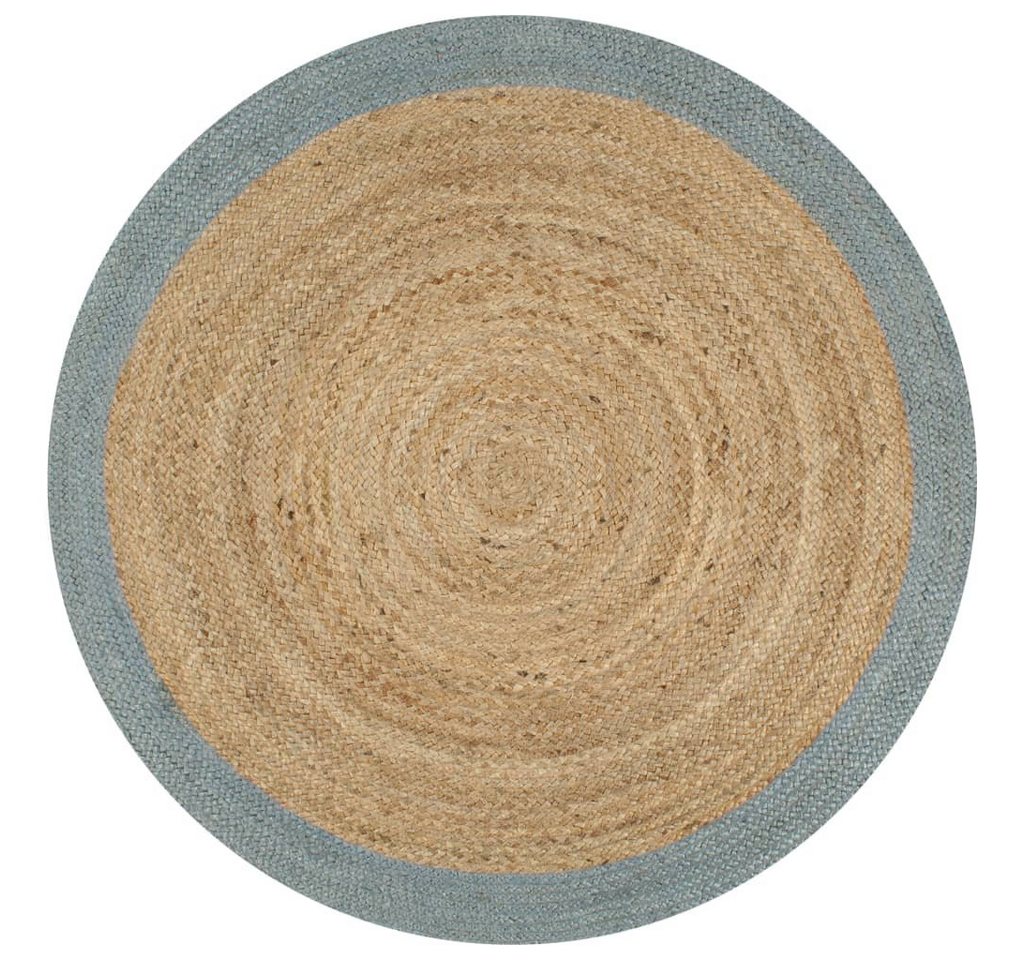 Teppich Handgefertigt Jute mit Olivgrünem Rand 120 cm, furnicato, Runde von furnicato