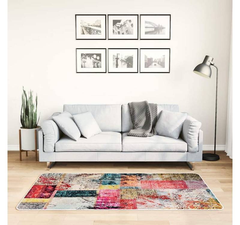 furnicato Läufer Teppich Waschbar Patchwork 80x150 cm Mehrfarbig Rutschfest von furnicato