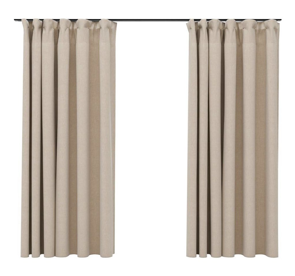 Vorhang Verdunkelungsvorhänge Haken Leinenoptik 2 Stk. Beige 140x175 cm, furnicato, (2 St) von furnicato