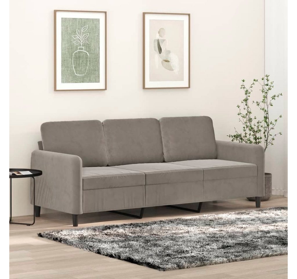 furnicato 3-Sitzer 3-Sitzer-Sofa Hellgrau 180 cm Samt von furnicato