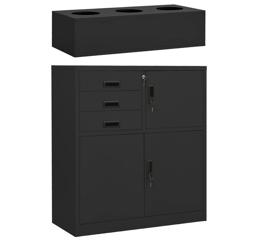 furnicato Aktenschrank Büroschrank mit Pflanzkasten Anthrazit 90x40x125 cm Stahl (1-St) von furnicato