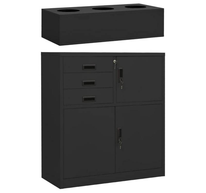 furnicato Aktenschrank Büroschrank mit Pflanzkasten Anthrazit 90x40x125 cm Stahl (1-St) von furnicato