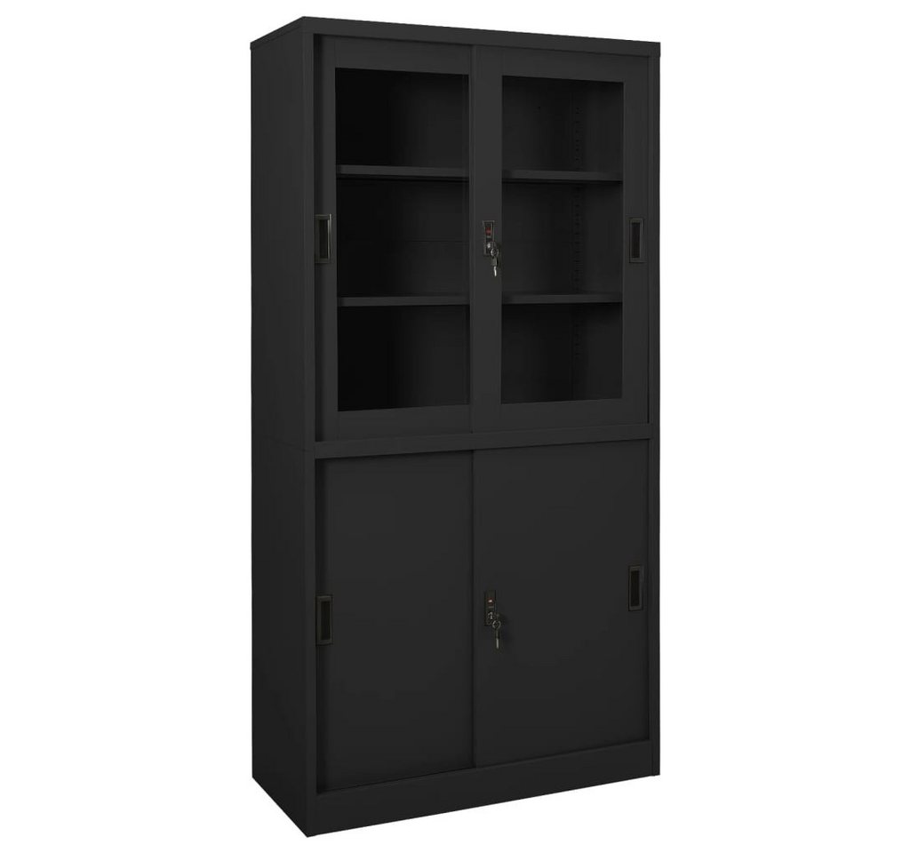 furnicato Aktenschrank Büroschrank mit Schiebetür Anthrazit 90x40x180 cm Stahl (1-St) von furnicato