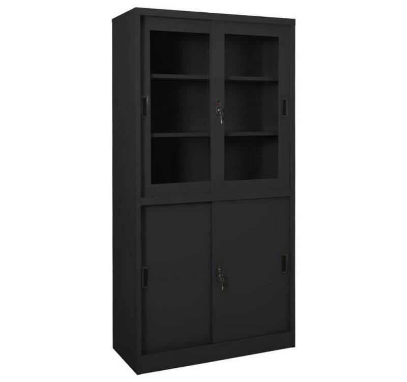 furnicato Aktenschrank Büroschrank mit Schiebetür Anthrazit 90x40x180 cm Stahl (1-St) von furnicato