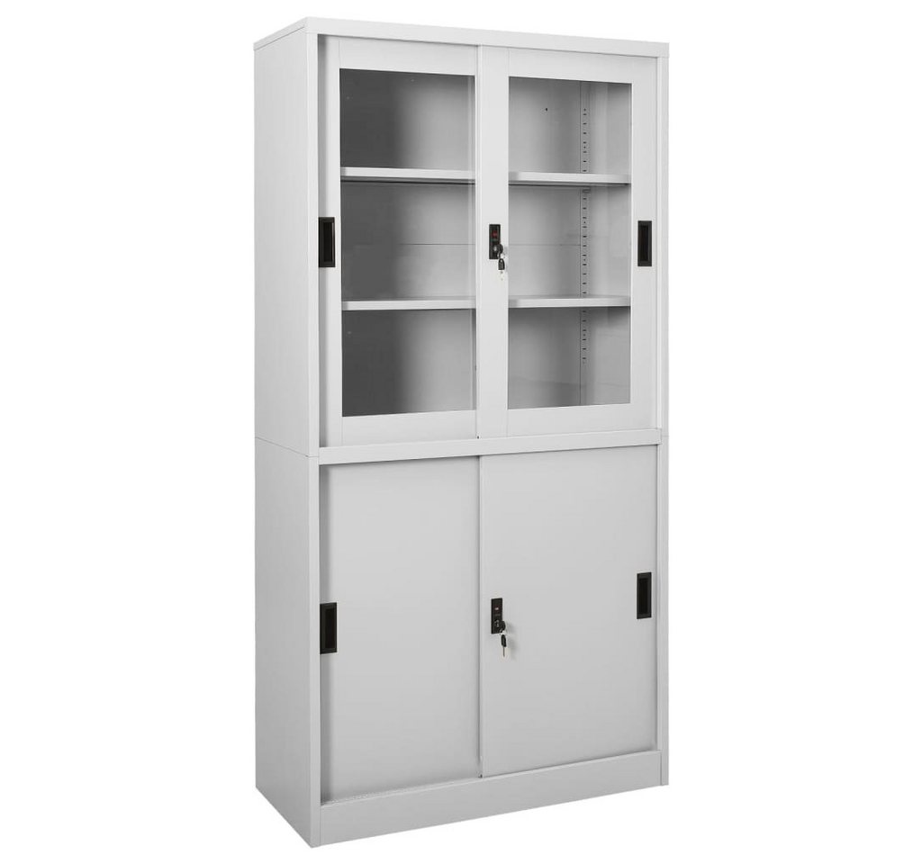 furnicato Aktenschrank Büroschrank mit Schiebetür Hellgrau 90x40x180 cm Stahl (1-St) von furnicato