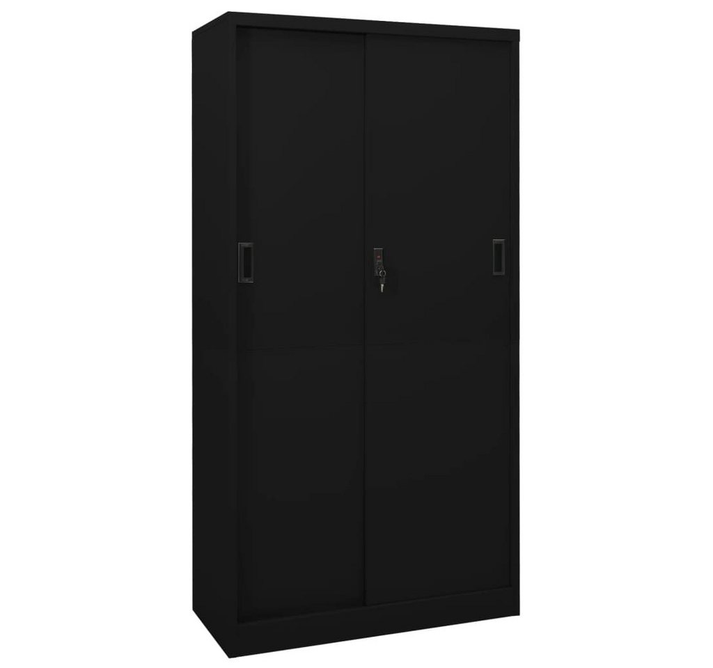 furnicato Aktenschrank Büroschrank mit Schiebetür Schwarz 90x40x180 cm Stahl (1-St) von furnicato