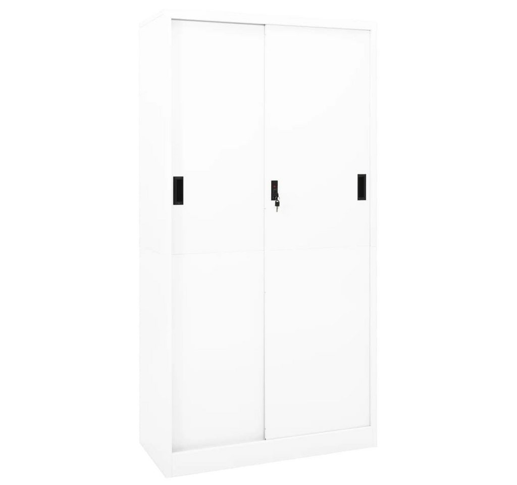 furnicato Aktenschrank Büroschrank mit Schiebetür Weiß 90x40x180 cm Stahl (1-St) von furnicato