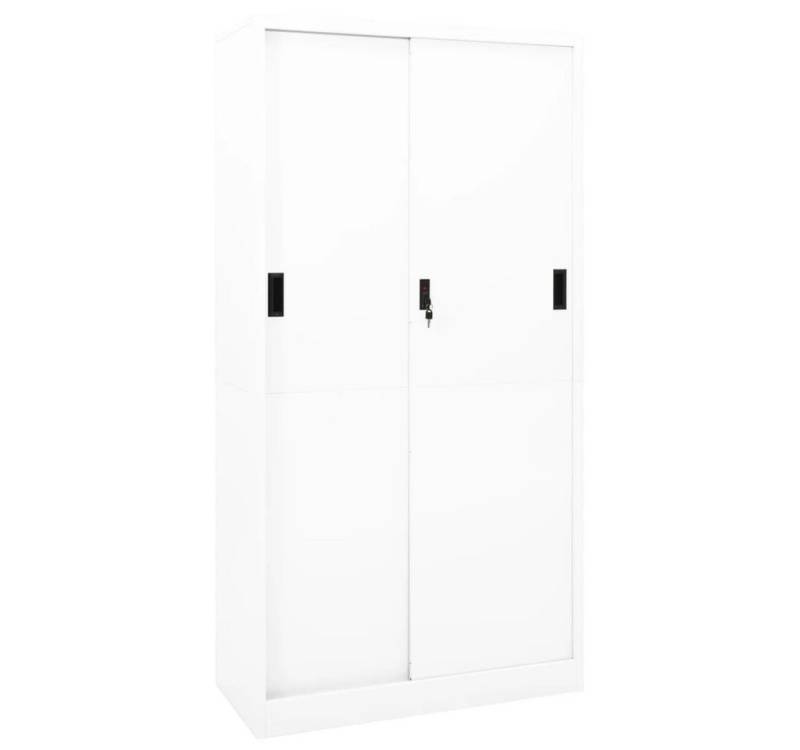 furnicato Aktenschrank Büroschrank mit Schiebetür Weiß 90x40x180 cm Stahl (1-St) von furnicato