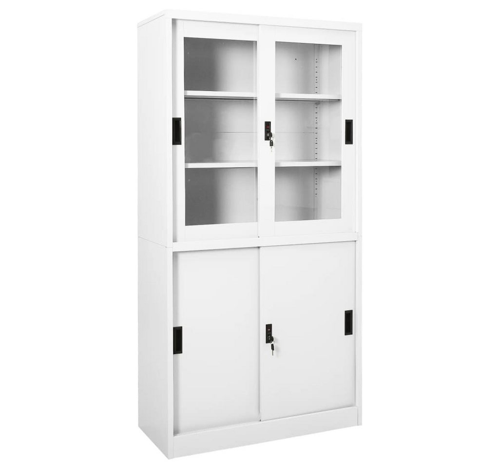 furnicato Aktenschrank Büroschrank mit Schiebetüren Weiß 90x40x180 cm Stahl (1-St) von furnicato