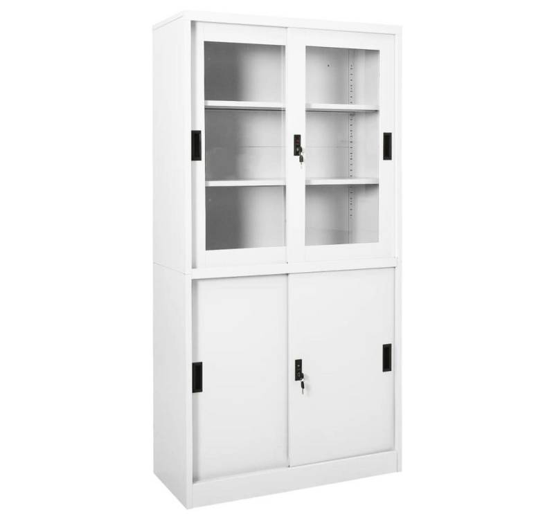 furnicato Aktenschrank Büroschrank mit Schiebetüren Weiß 90x40x180 cm Stahl (1-St) von furnicato
