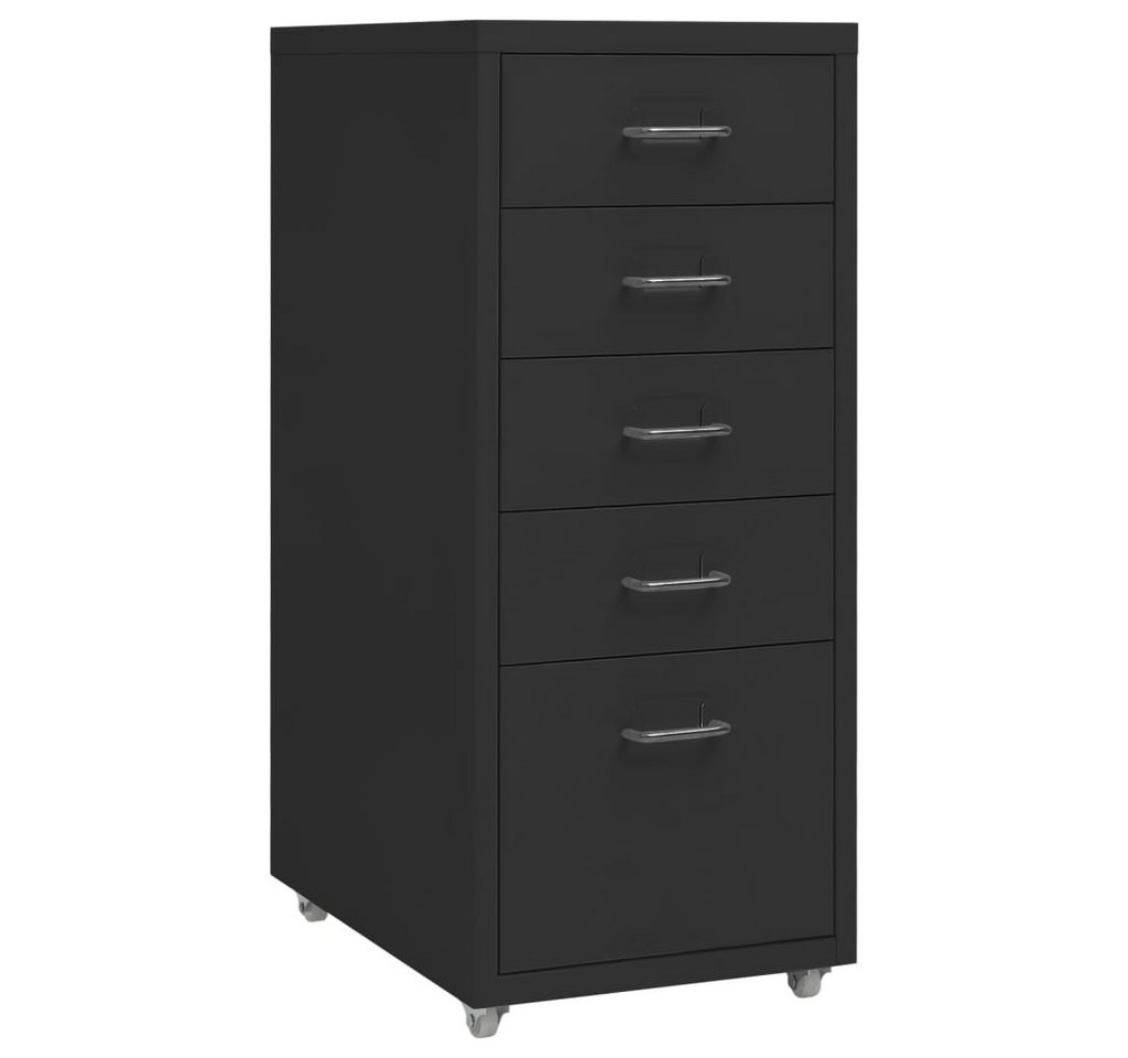 furnicato Aktenschrank mit Rollen Schwarz 28x41x69 cm Metall von furnicato