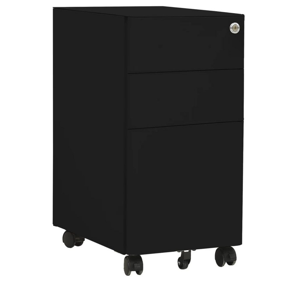 furnicato Aktenschrank mit Rollen Schwarz 30x45x59 cm Stahl von furnicato