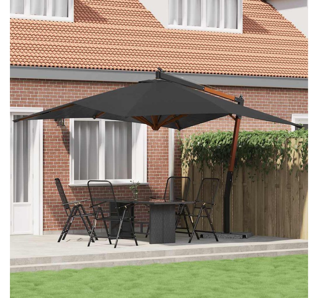 furnicato Ampelschirm mit Holz-Mast 400x300 cm Anthrazit, LxB: 300x400 cm von furnicato