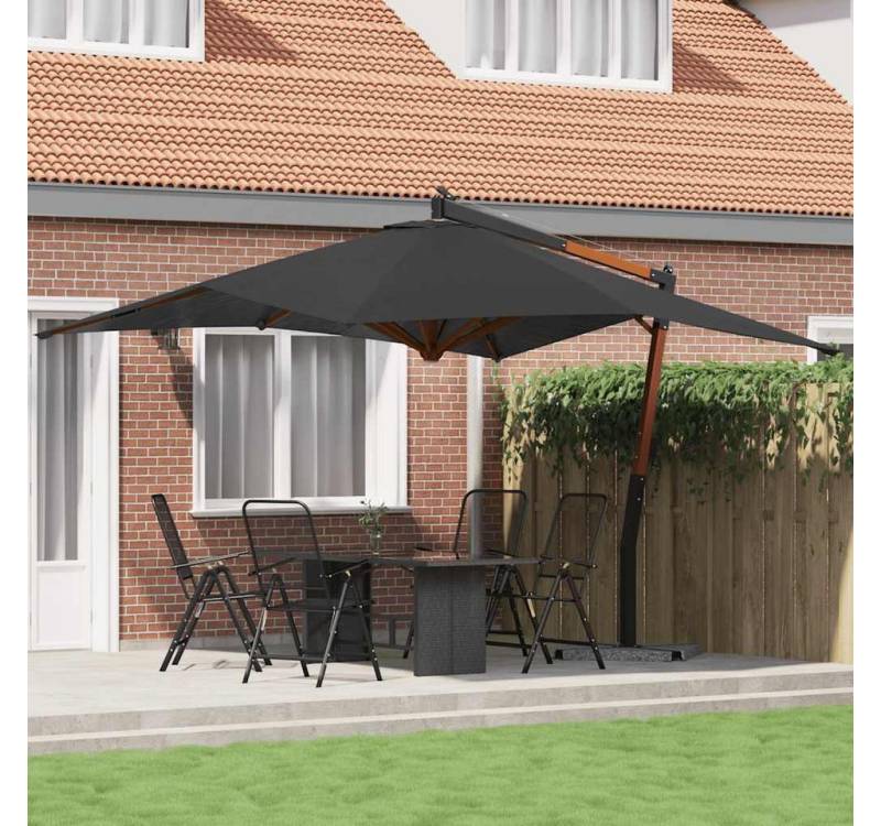 furnicato Ampelschirm mit Holz-Mast 400x300 cm Anthrazit, LxB: 300x400 cm von furnicato