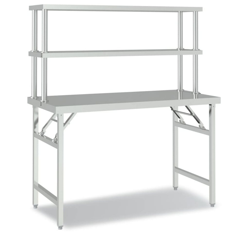 furnicato Arbeitstisch Küchen-mit Aufsatzboard 120x60x145 cm Edelstahl (1-St) von furnicato