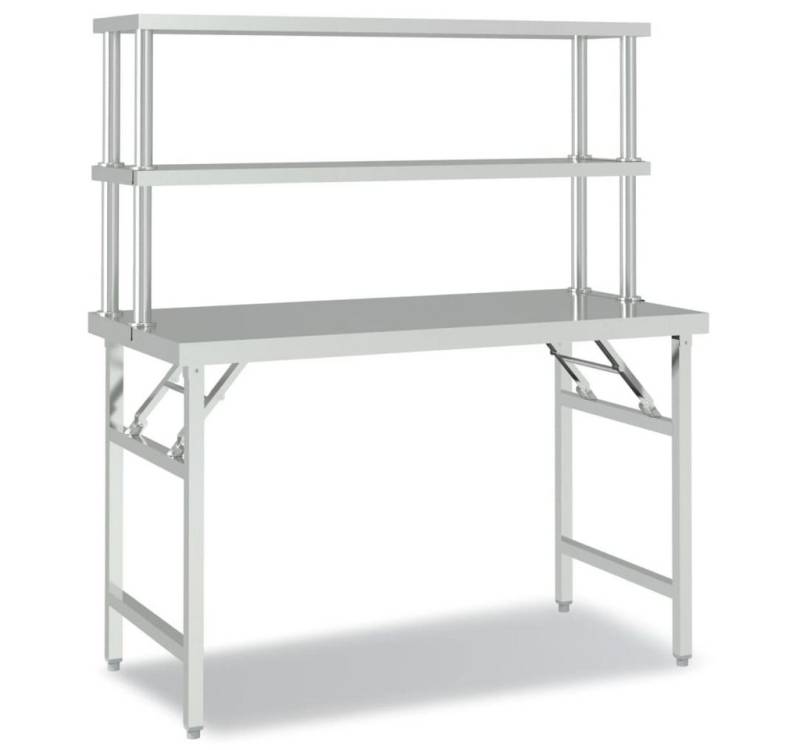 furnicato Arbeitstisch Küchen-mit Aufsatzboard 120x60x145 cm Edelstahl (1-St) von furnicato