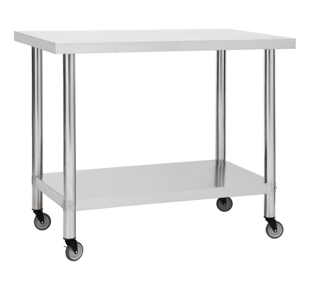 furnicato Arbeitstisch Küchen-mit Rollen 100x30x85 cm Edelstahl (1-St) von furnicato