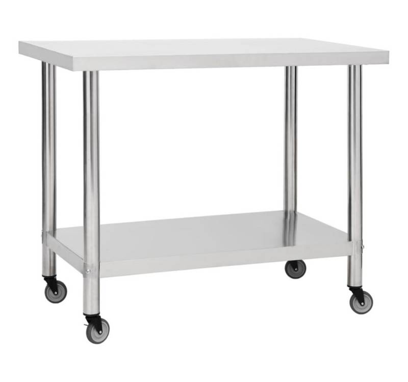 furnicato Arbeitstisch Küchen-mit Rollen 100x30x85 cm Edelstahl (1-St) von furnicato