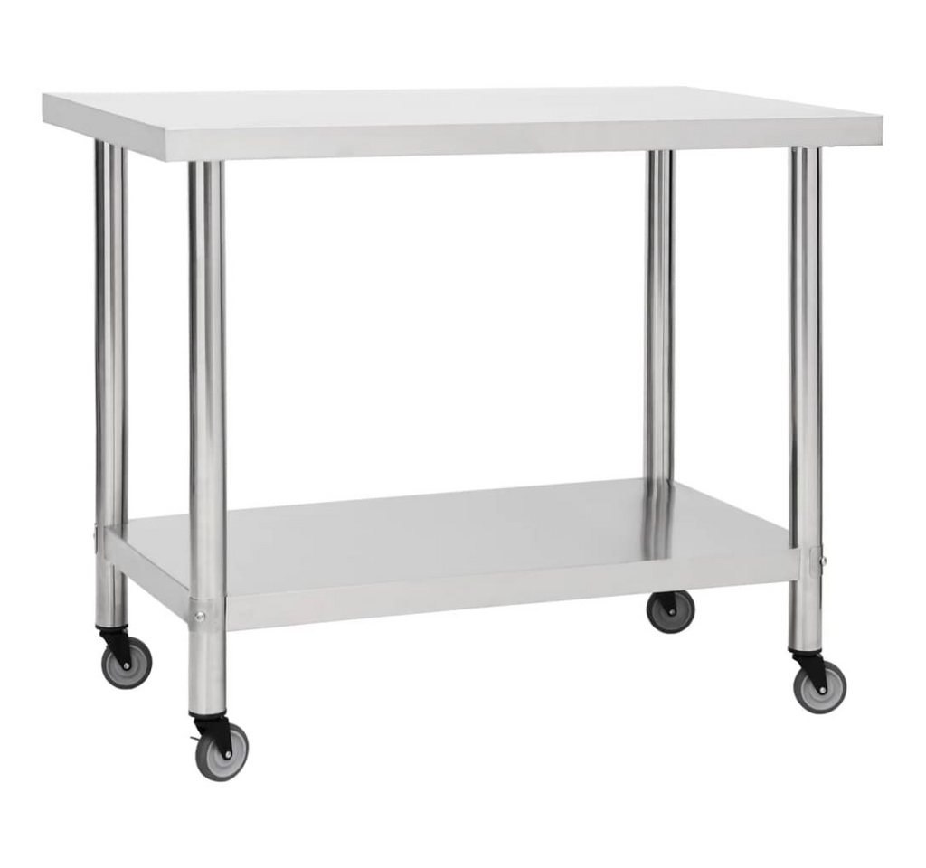 furnicato Arbeitstisch Küchen-mit Rollen 100x45x85 cm Edelstahl (1-St) von furnicato