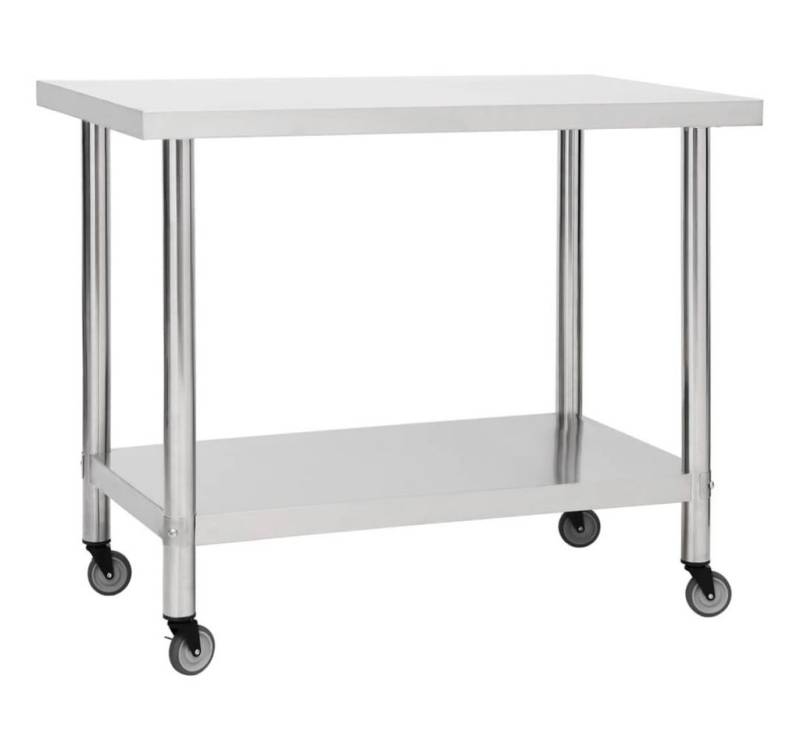 furnicato Arbeitstisch Küchen-mit Rollen 100x45x85 cm Edelstahl (1-St) von furnicato