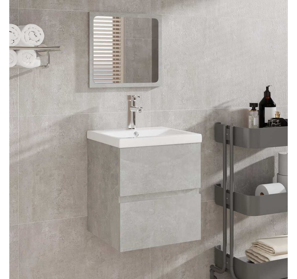 furnicato Badezimmerspiegelschrank Badschrank mit Spiegel Betongrau Holzwerkstoff furnicato Badezimmerspiegelschrank Badschrank mit Spiegel Betongrau Holzwerkstoff von furnicato