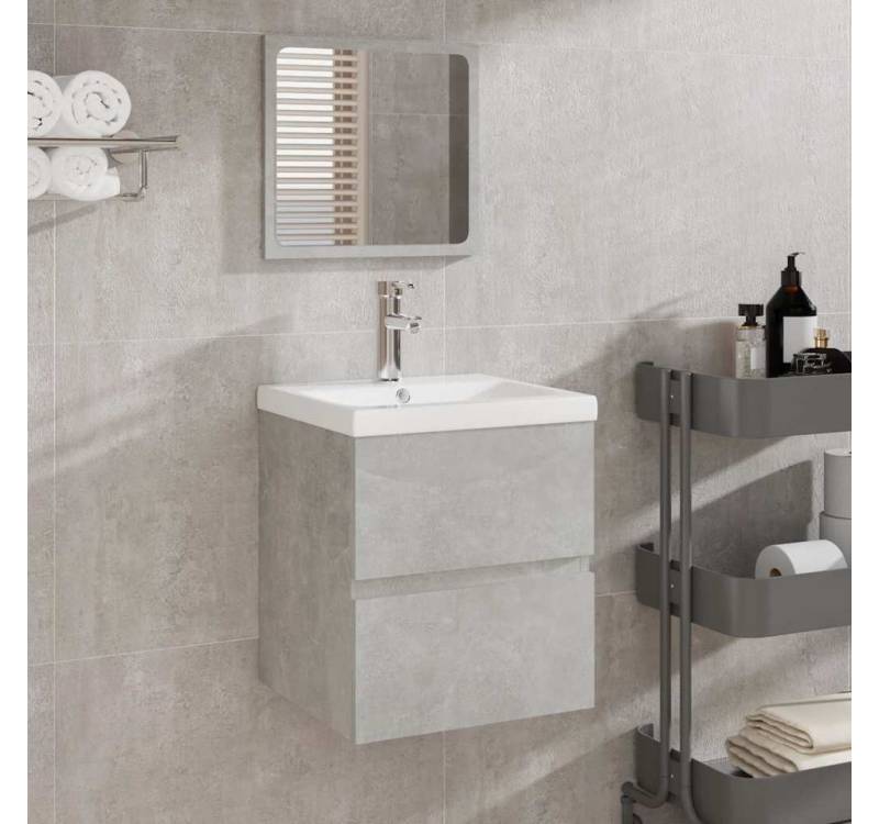 furnicato Badezimmerspiegelschrank Badschrank mit Spiegel Betongrau Holzwerkstoff furnicato Badezimmerspiegelschrank Badschrank mit Spiegel Betongrau Holzwerkstoff von furnicato