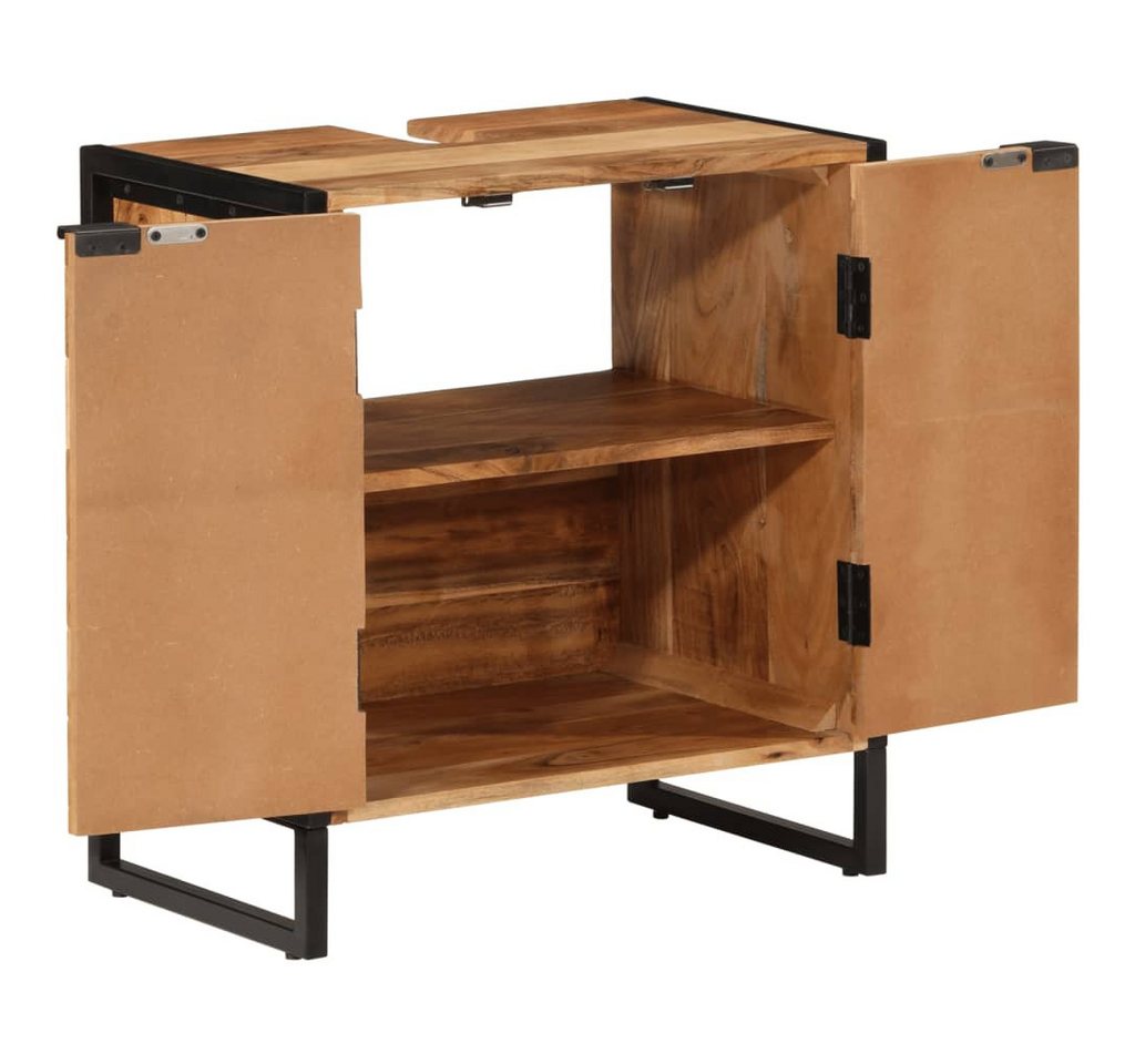 furnicato Badmöbel-Set Badschrank 55x35x60 cm Massivholz und Eisen von furnicato