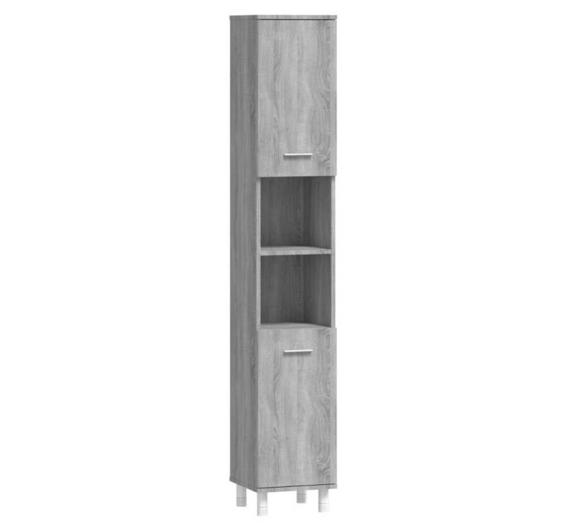 furnicato Badmöbel-Set Badschrank Grau Sonoma 30x30x179 cm Holzwerkstoff, (1-St) von furnicato