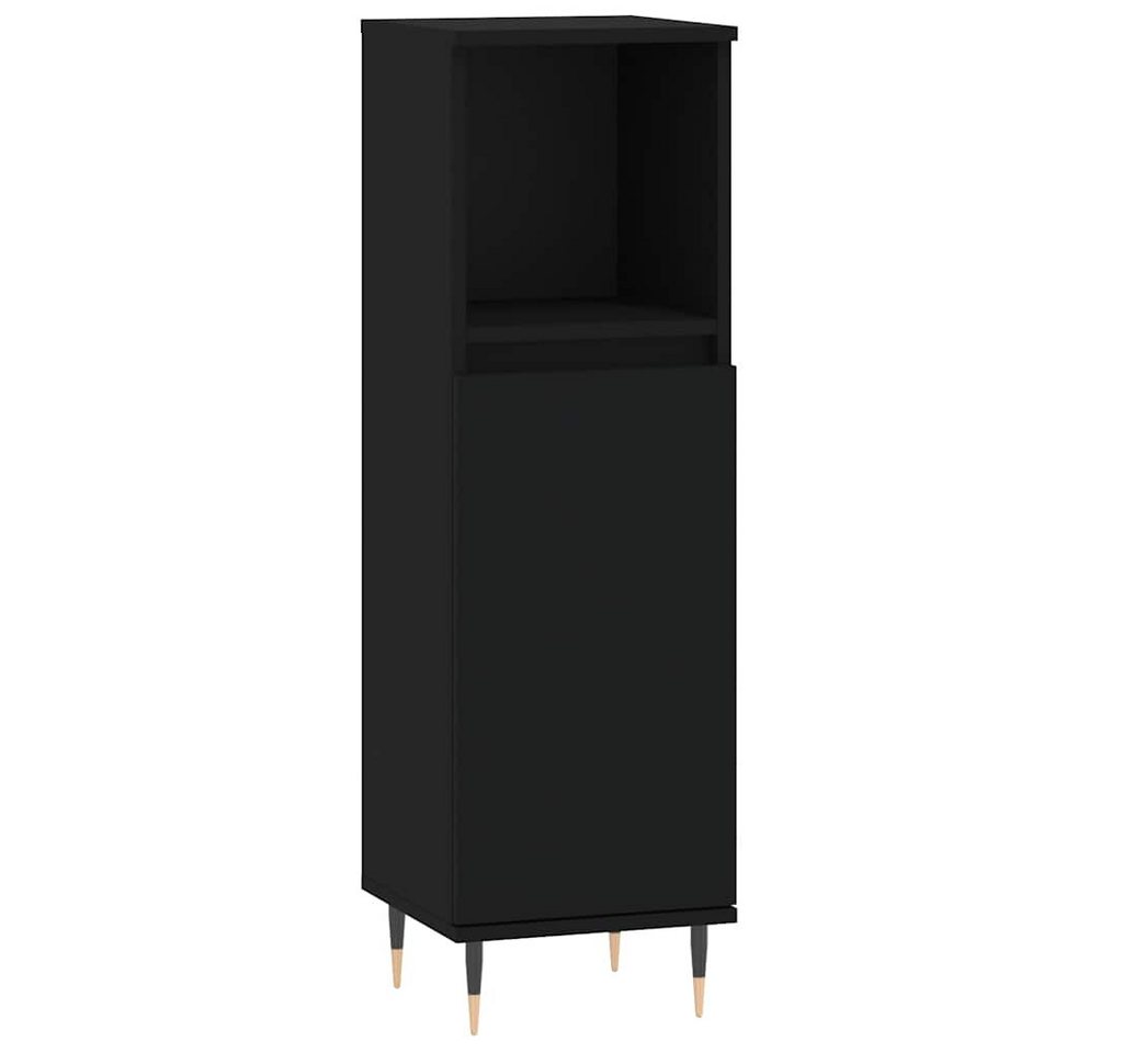 furnicato Badmöbel-Set Badschrank Schwarz 30x30x100 cm Holzwerkstoff von furnicato