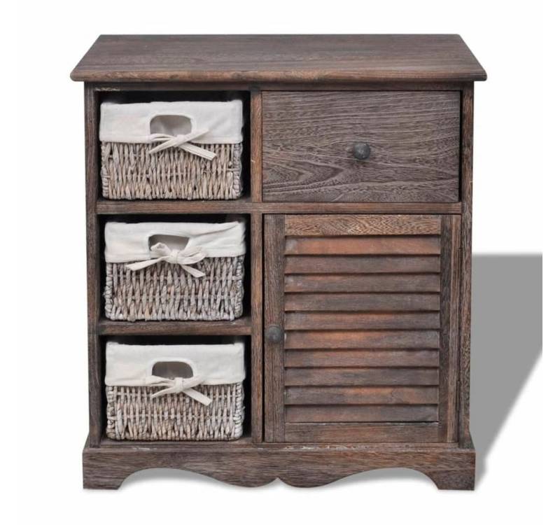 furnicato Badmöbel-Set Kommode mit 3 Körben Braun, (1-St) von furnicato