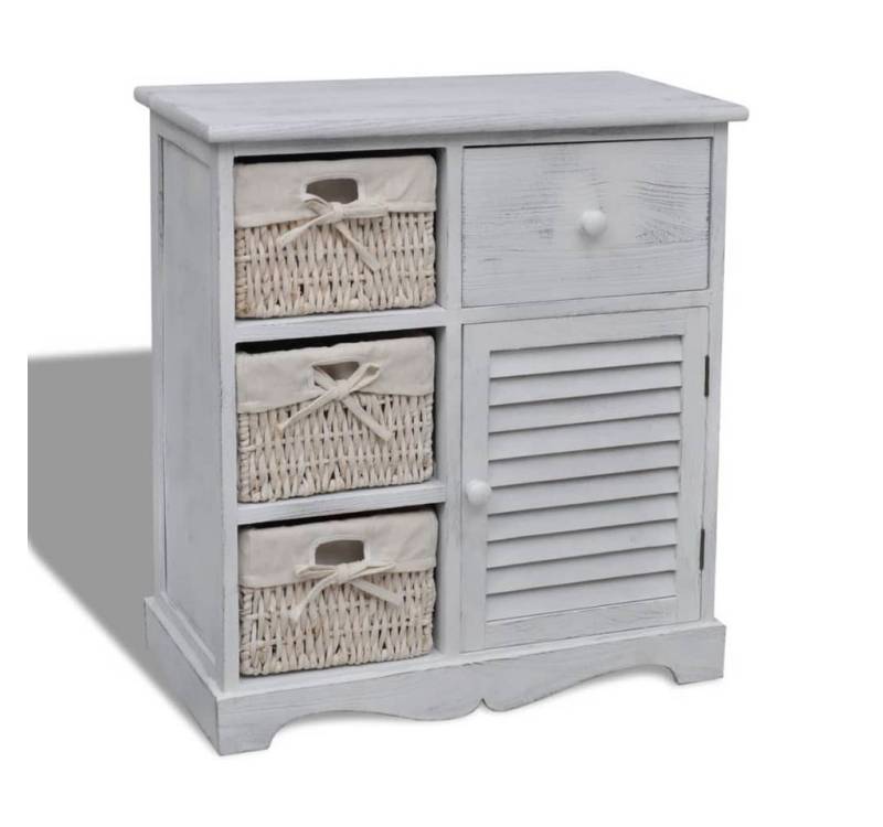 furnicato Badmöbel-Set Kommode mit 3 Körben Weiß, (1-St) von furnicato