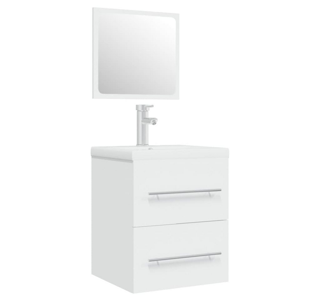 furnicato Badmöbel-Set Waschbeckenunterschrank mit Einbaubecken Weiß Holzwerkstoff von furnicato