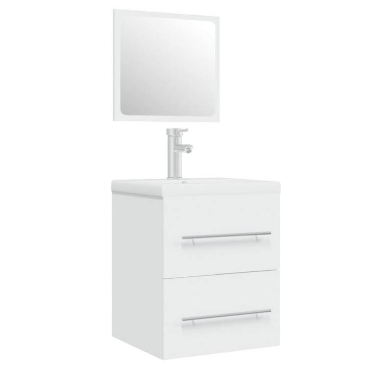 furnicato Badmöbel-Set Waschbeckenunterschrank mit Einbaubecken Weiß Holzwerkstoff von furnicato