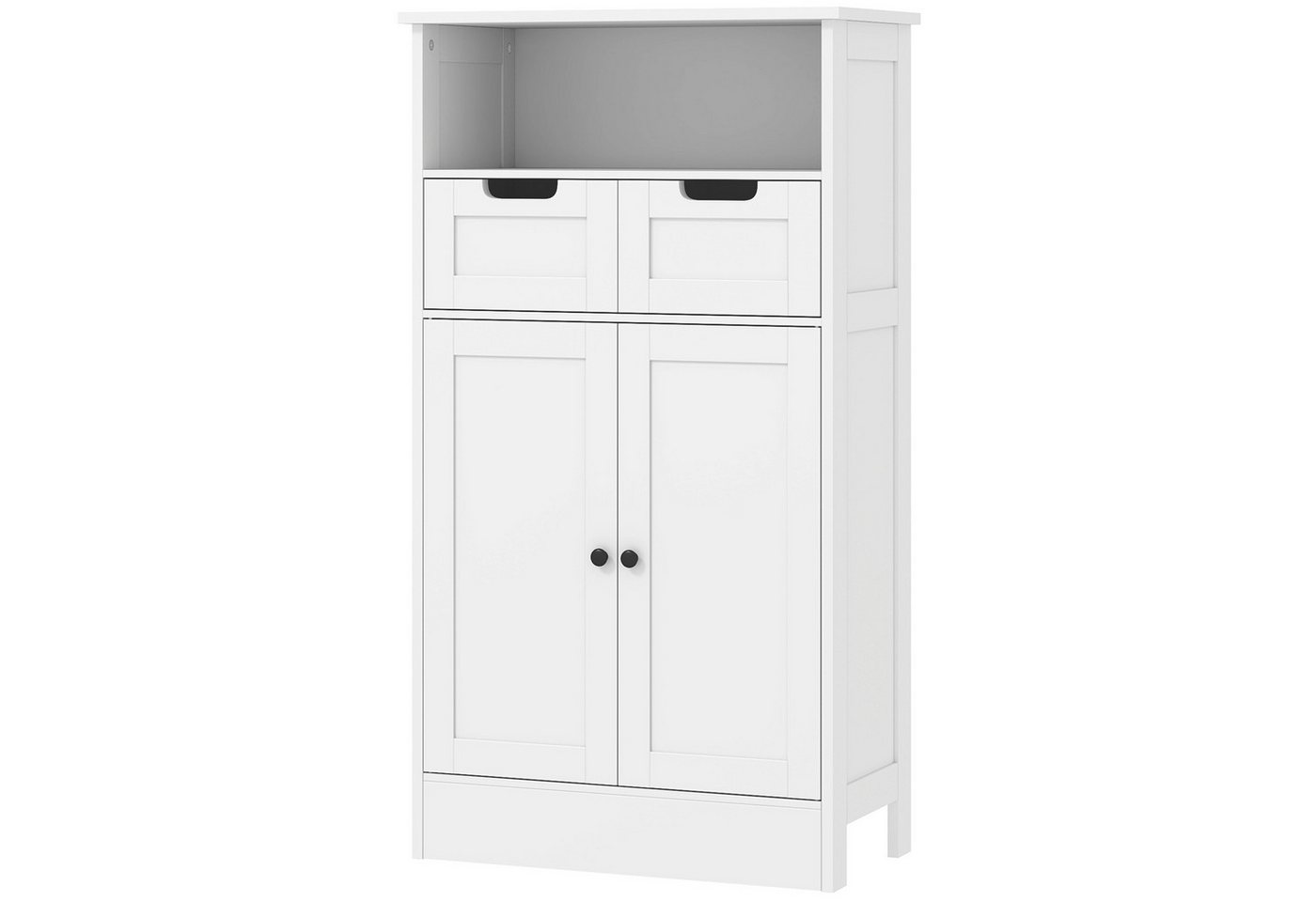 furnicato Badmöbel-Set Badezimmerschrank 60x30x109 cm mit 2 Schubladen, Tür, Weiß, (1-St) von furnicato