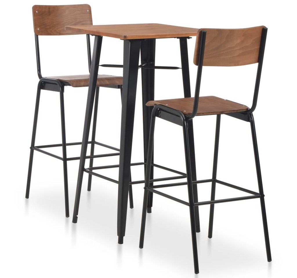 furnicato Bargruppe 3-teiliges Bar-Set Stahl Braun Schwarz, (1-tlg) von furnicato