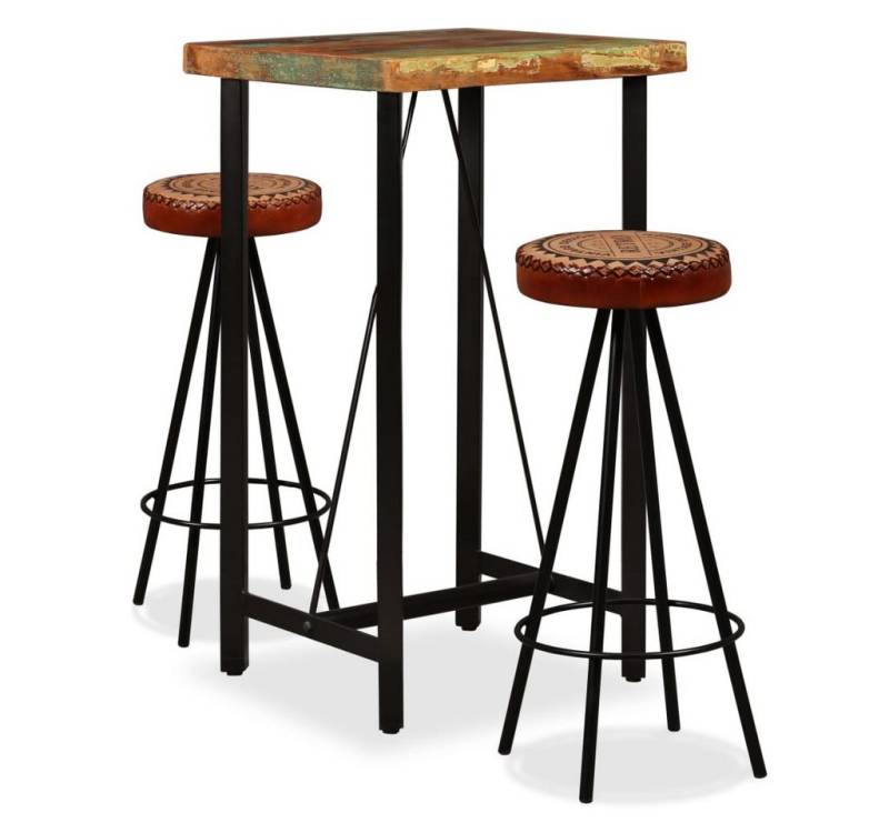 furnicato Bargruppe 3-tlg. Bar-Set Altholz Massiv, Echtleder und Canvas, (1-tlg) von furnicato