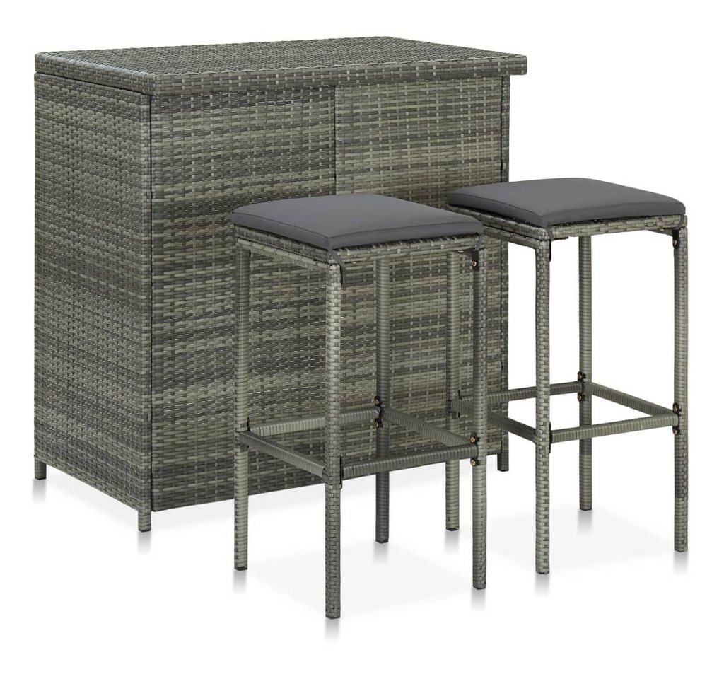furnicato Bargruppe 3-tlg. Bar Set Poly Rattan Grau, (1-tlg) von furnicato