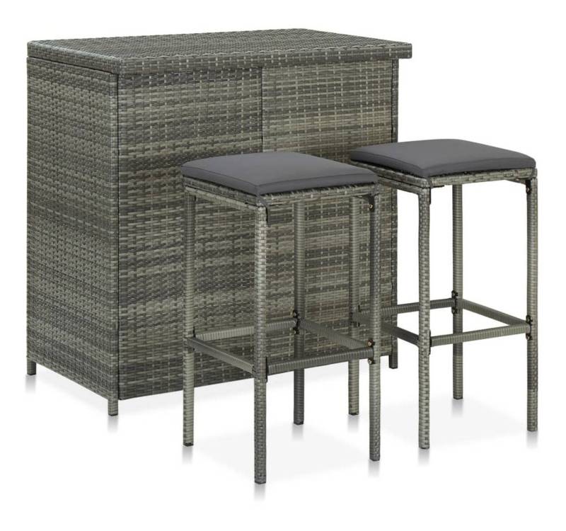 furnicato Bargruppe 3-tlg. Bar Set Poly Rattan Grau, (1-tlg) von furnicato