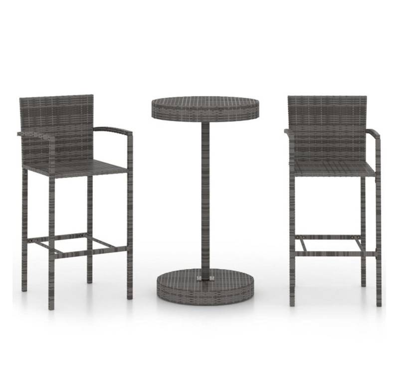 furnicato Bargruppe 3-tlg. Gartenbar-Set Poly Rattan Grau, (3-tlg) von furnicato