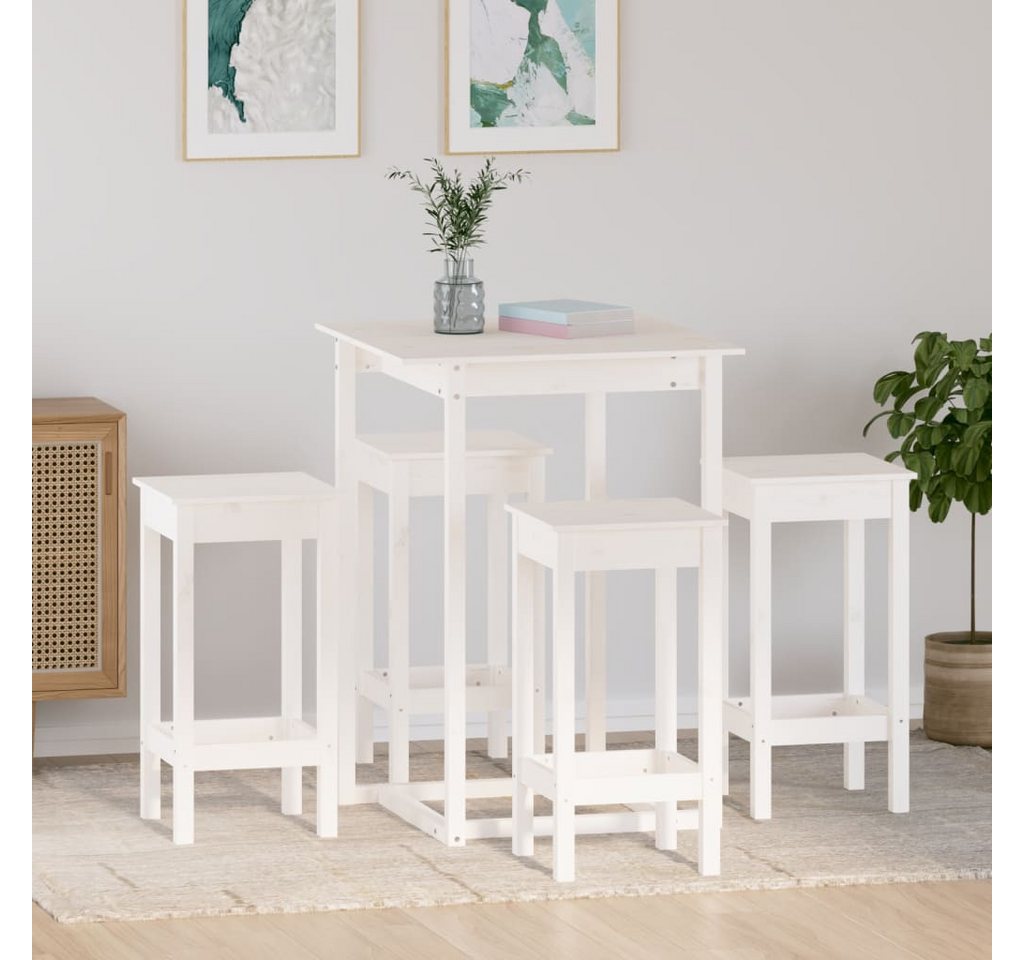 furnicato Bargruppe 5-tlg. Bar-Set Weiß Massivholz Kiefer, (1-tlg) von furnicato