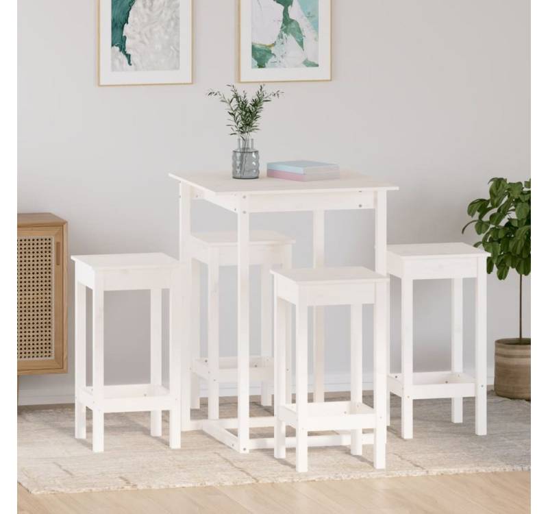 furnicato Bargruppe 5-tlg. Bar-Set Weiß Massivholz Kiefer, (1-tlg) von furnicato