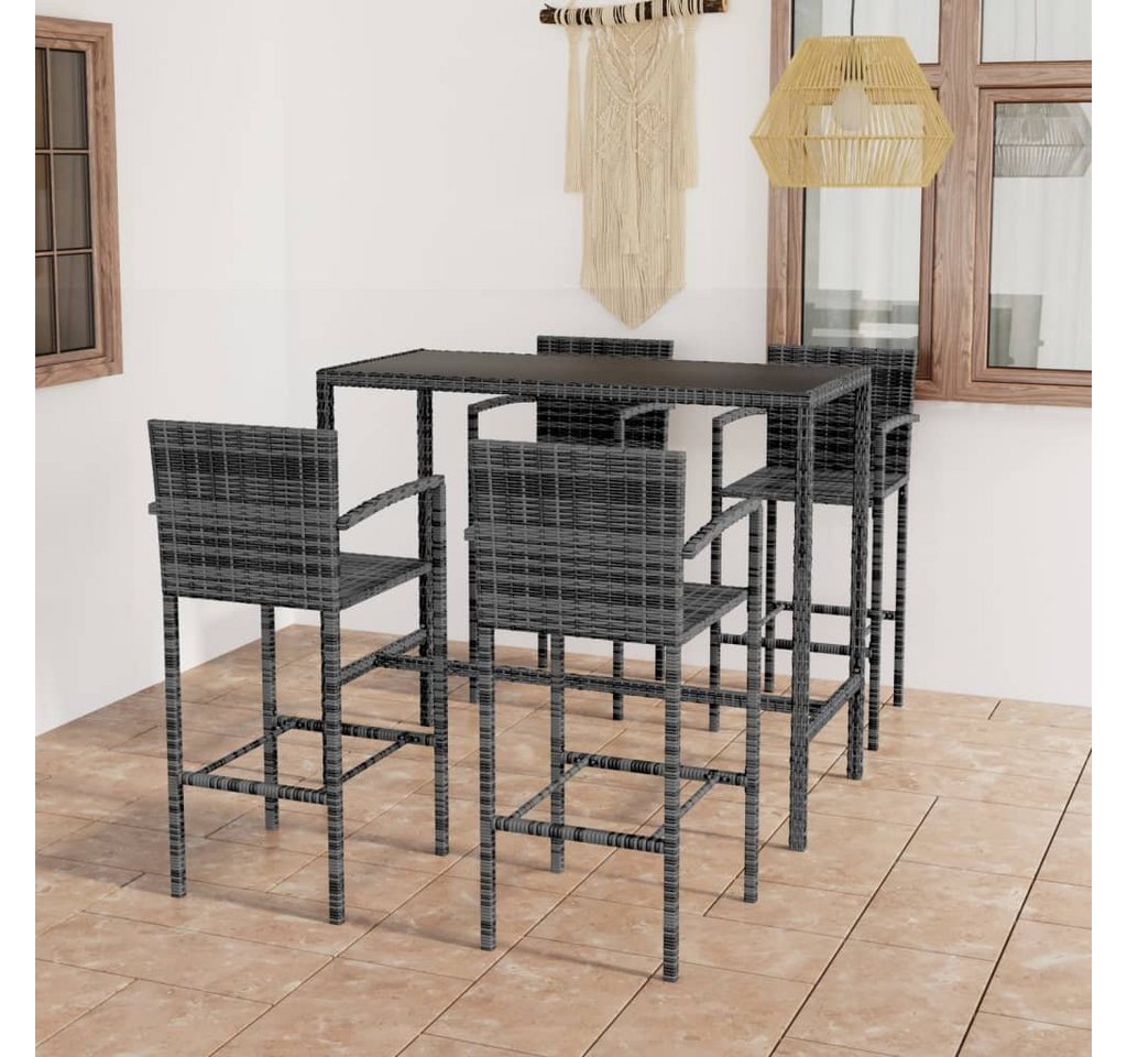 furnicato Bargruppe 5-tlg. Gartenbar-Set Poly Rattan Grau, (1-tlg) von furnicato