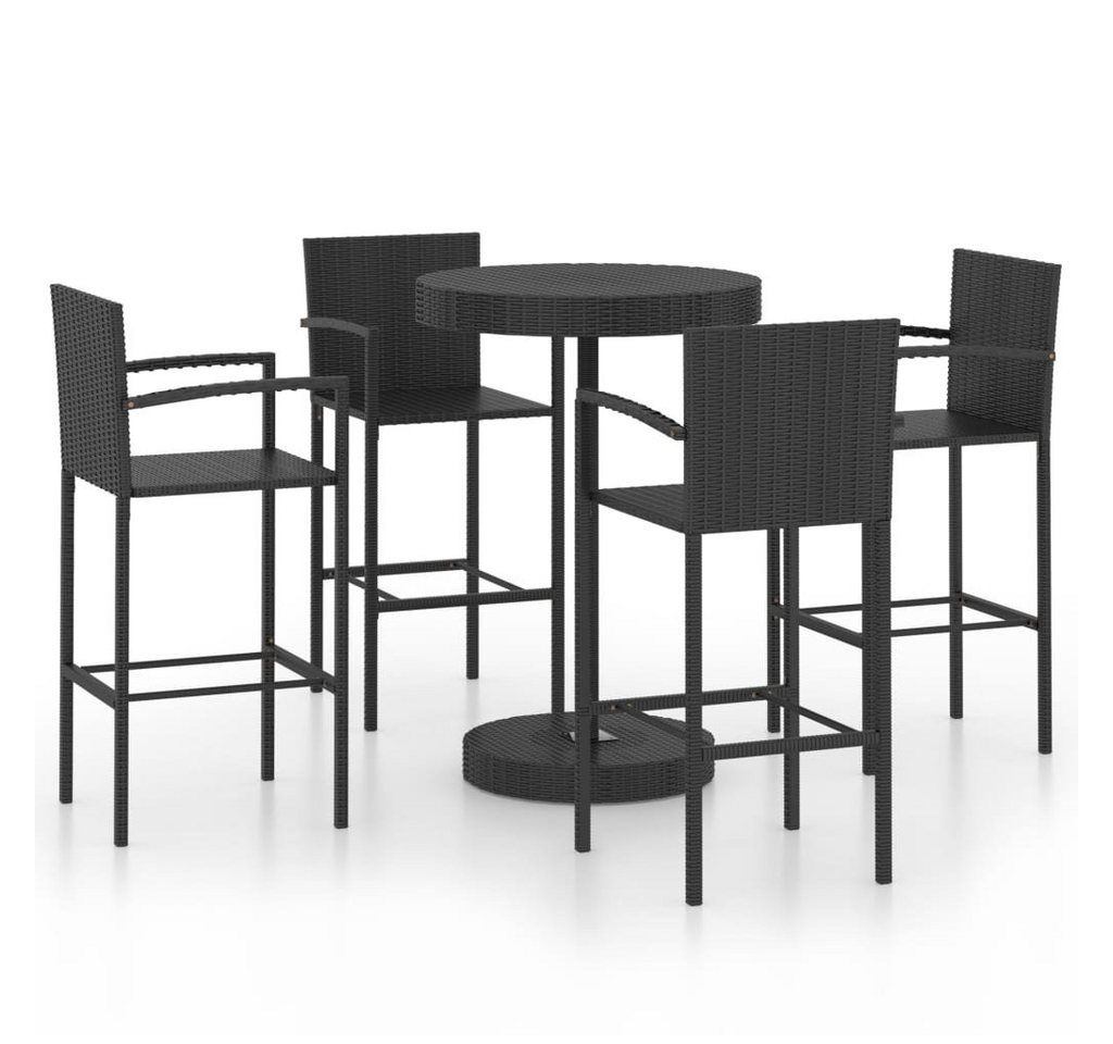 furnicato Bargruppe 5-tlg. Gartenbar-Set Poly Rattan Schwarz, (1-tlg) von furnicato