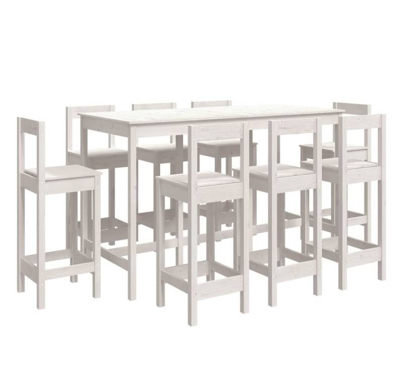 furnicato Bargruppe 9-tlg. Bar-Set Weiß Massivholz Kiefer, (1-tlg) von furnicato