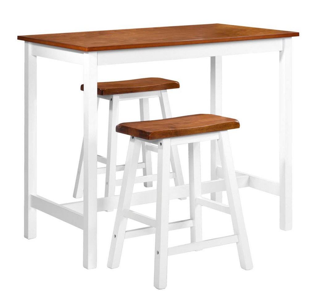 furnicato Bargruppe Bartisch- und Hocker-Set 3-tlg. Massivholz, (1-tlg) von furnicato
