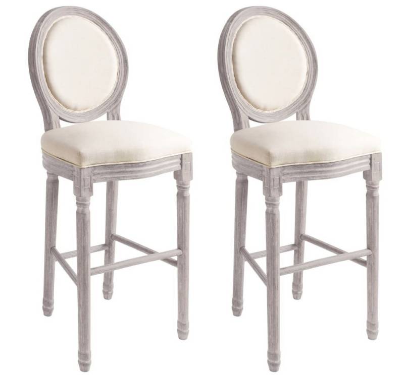 furnicato Barhocker 2 Stk. Weiß Leinen (1 St) von furnicato