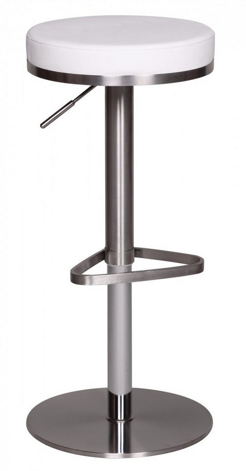 furnicato Sitzbank Barhocker Weiß Edelstahl höhenverstellbare Sitzhöhe 57 - 82 cm (1-St) von furnicato