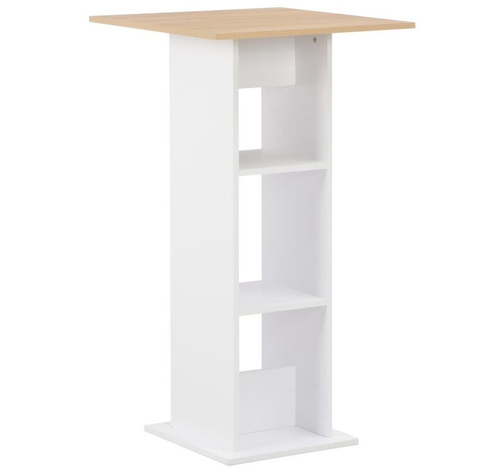 furnicato Bartisch Weiß und Sonoma-Eiche 60x60x110 cm (1-St) von furnicato