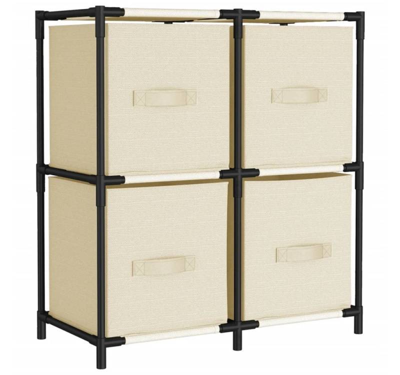 furnicato Beistellschrank Kommode mit 4 Körben aus Stoff Creme 63x30x71 cm Stahl (1-St) von furnicato